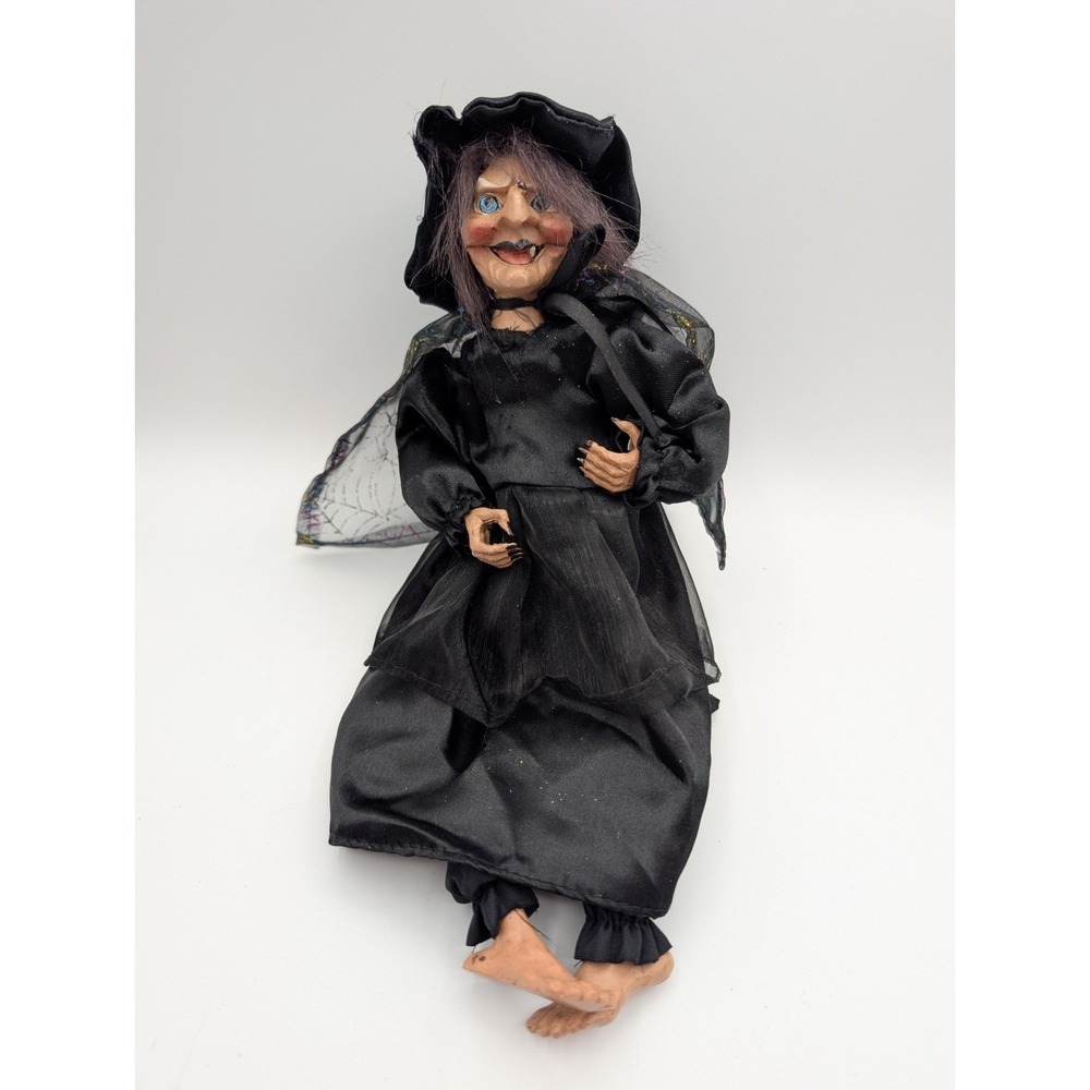 Vintage GANZ 15" FLYING WITCH Halloween LIGHT UP RED‎ EYES Laughing Sounds Works